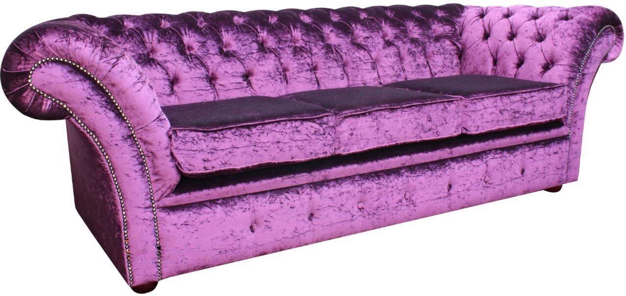 Product photograph of Chesterfield 3 Seater Sofa Boutique Crush Purple Velvet Fabric In Balmoral Style from Chesterfield Sofas.