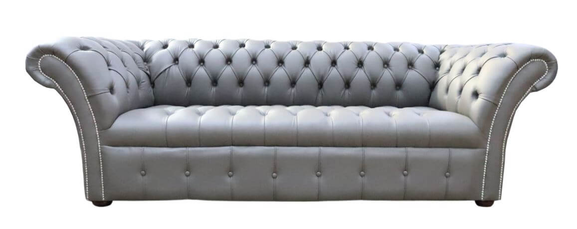 Product photograph of Chesterfield 3 Seater Sofa Buttoned Seat Silver Birch Leather In Balmoral Style from Chesterfield Sofas