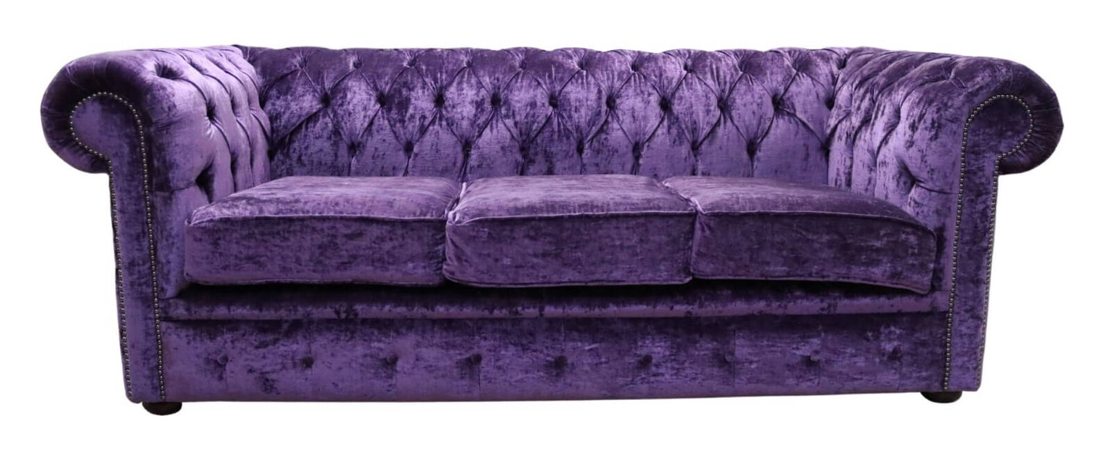 Product photograph of Chesterfield 3 Seater Sofa Modena Amethyst Purple Fabric In Classic Style from Chesterfield Sofas