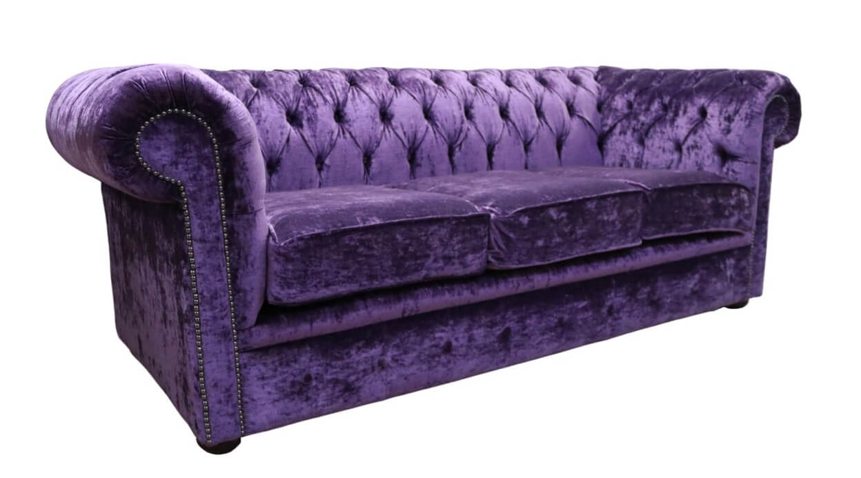 Product photograph of Chesterfield 3 Seater Sofa Modena Amethyst Purple Fabric In Classic Style from Chesterfield Sofas.