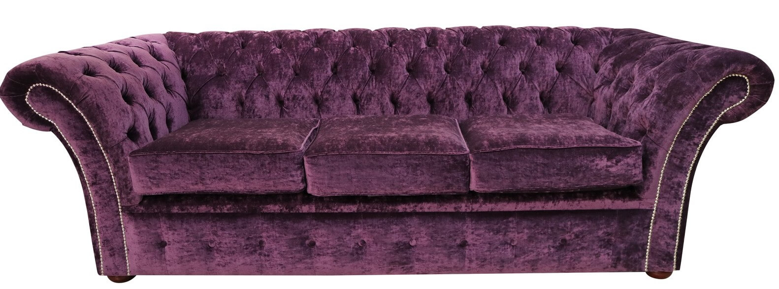 Product photograph of Chesterfield 3 Seater Sofa Modena Amethyst Purple Velvet In Balmoral Style from Chesterfield Sofas