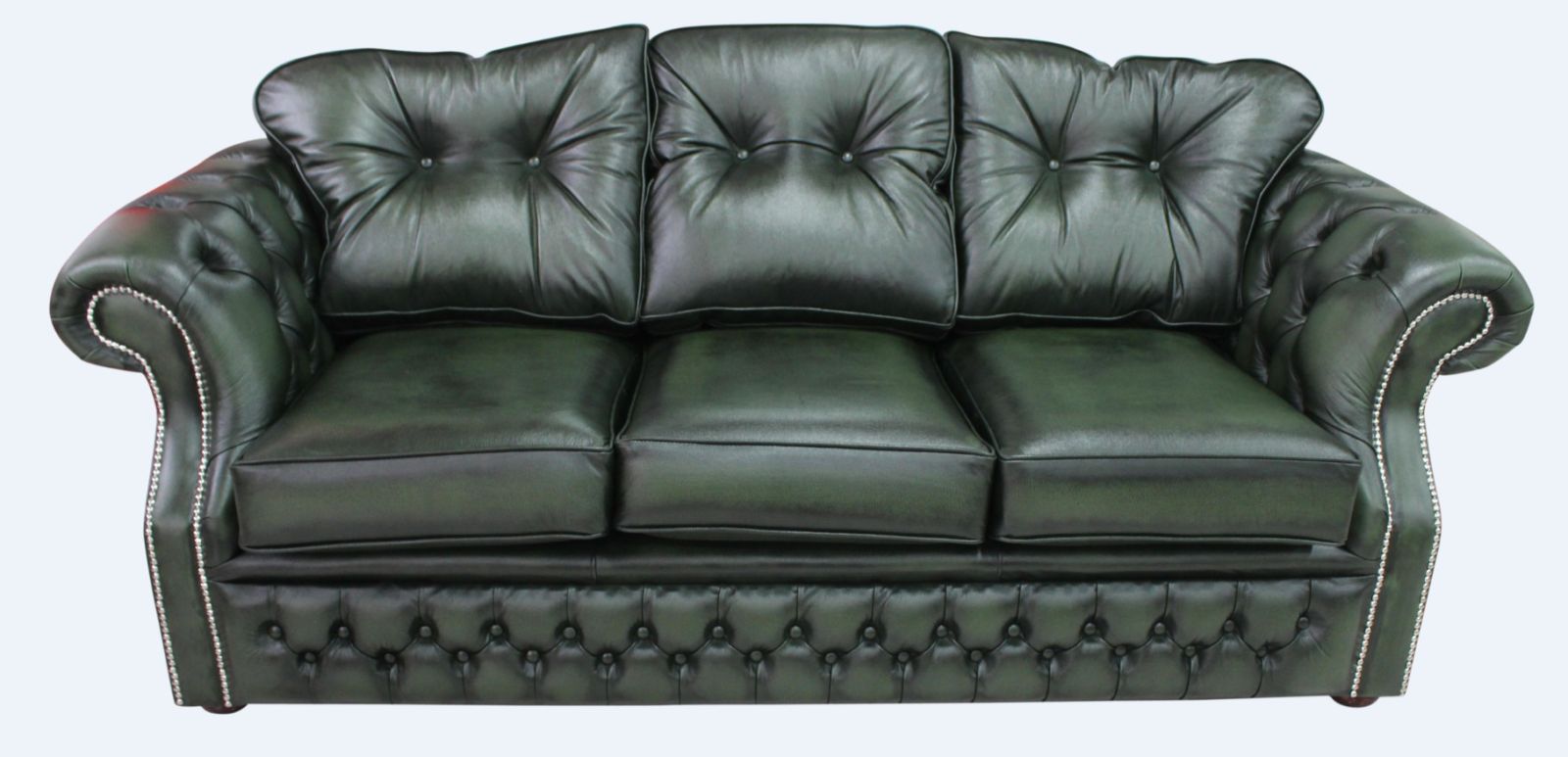Product photograph of Chesterfield 3 Seater Sofa Settee Antique Green Leather In Era Style from Chesterfield Sofas