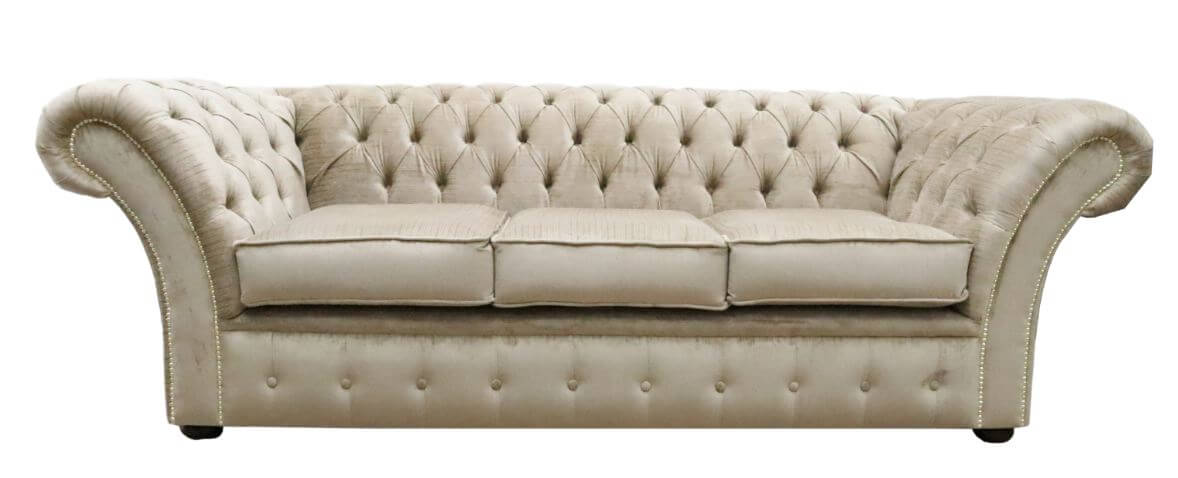 Product photograph of Chesterfield 3 Seater Sofa Settee Azzuro Fudge Fabric In Balmoral Style from Chesterfield Sofas