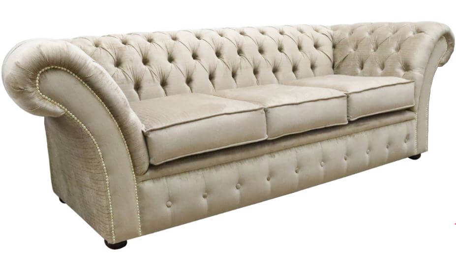 Product photograph of Chesterfield 3 Seater Sofa Settee Azzuro Fudge Fabric In Balmoral Style from Chesterfield Sofas.