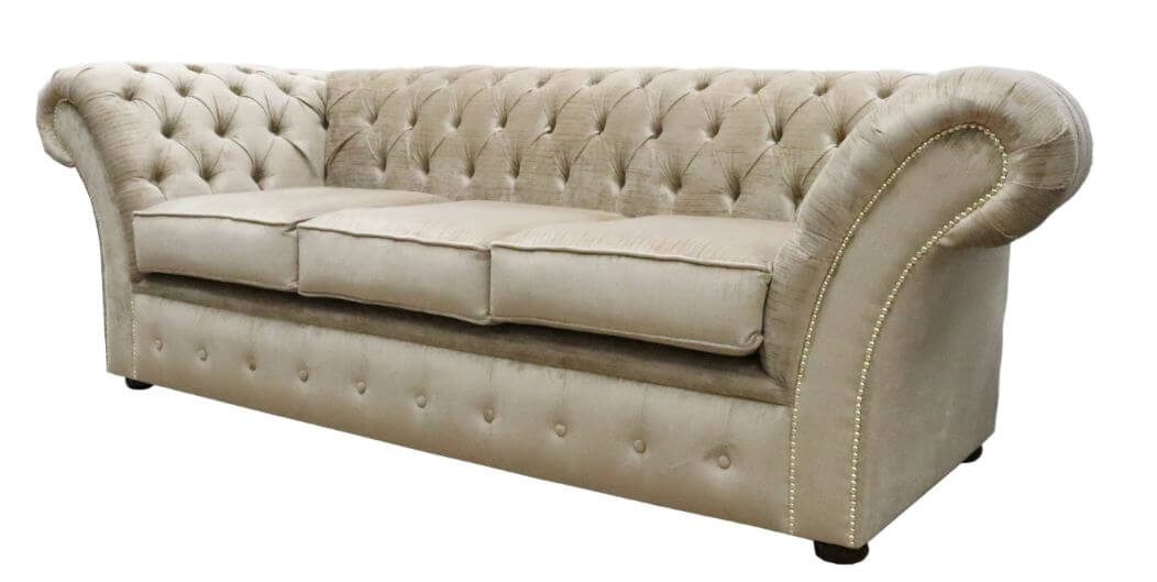 Product photograph of Chesterfield 3 Seater Sofa Settee Azzuro Fudge Fabric In Balmoral Style from Chesterfield Sofas.
