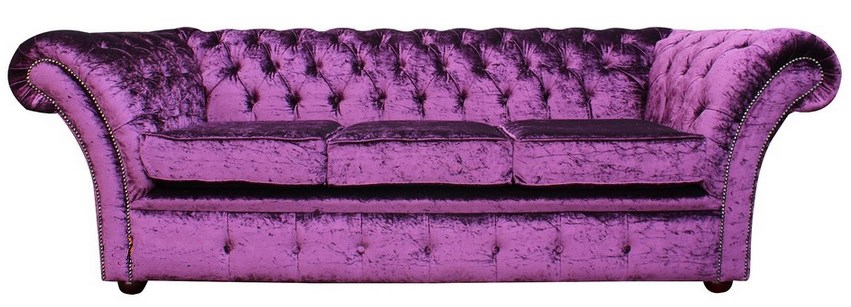 Product photograph of Chesterfield 3 Seater Sofa Settee Boutique Crush Purple Velvet Fabric In Balmoral Style from Chesterfield Sofas.
