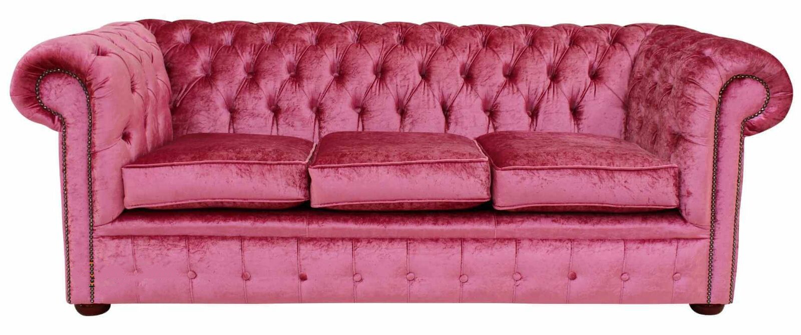 Product photograph of Chesterfield 3 Seater Sofa Settee Boutique Rose Velvet Fabric In Classic Style from Chesterfield Sofas.