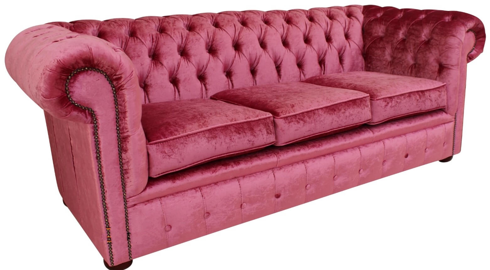 Product photograph of Chesterfield 3 Seater Sofa Settee Boutique Rose Velvet Fabric In Classic Style from Chesterfield Sofas.
