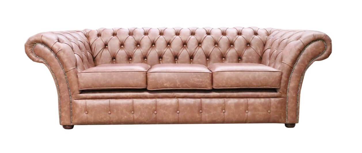 Product photograph of Chesterfield 3 Seater Sofa Settee Etna Bourbon Brown Leather In Balmoral Style from Chesterfield Sofas