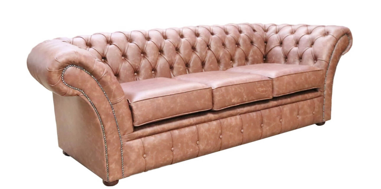 Product photograph of Chesterfield 3 Seater Sofa Settee Etna Bourbon Brown Leather In Balmoral Style from Chesterfield Sofas.