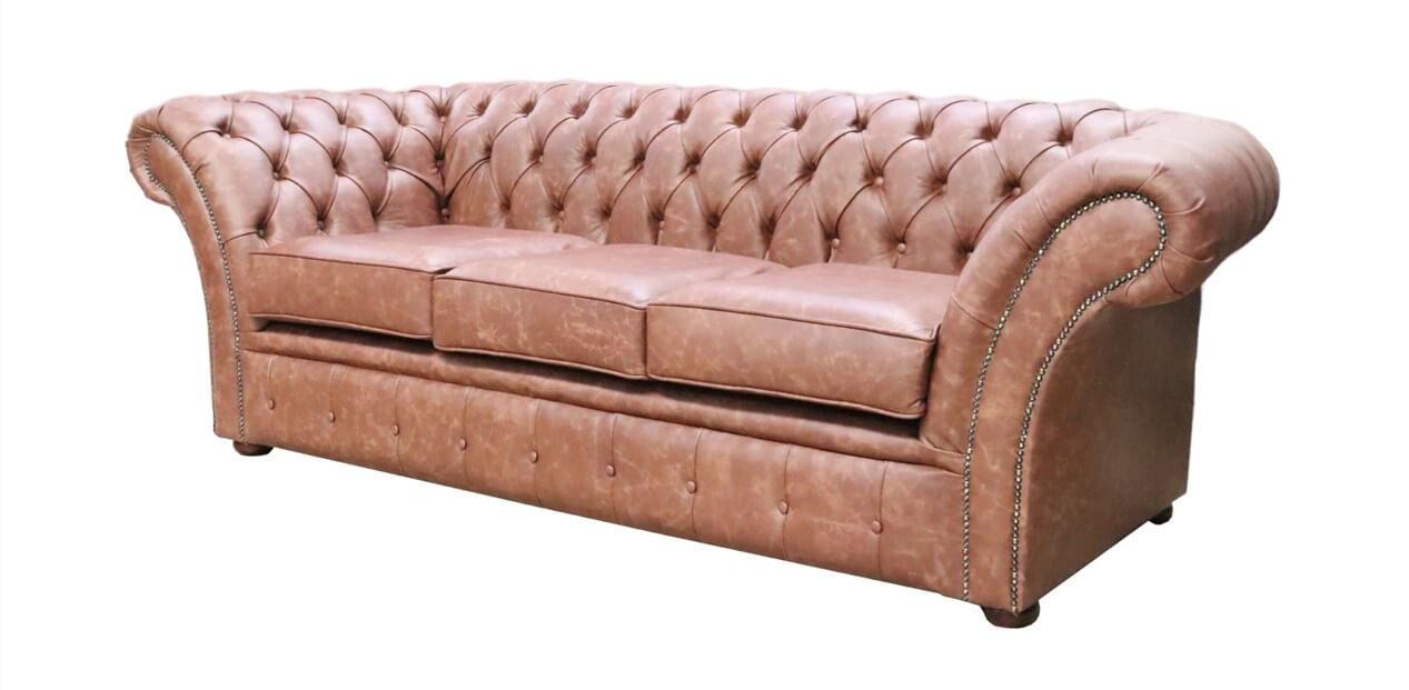 Product photograph of Chesterfield 3 Seater Sofa Settee Etna Bourbon Brown Leather In Balmoral Style from Chesterfield Sofas.