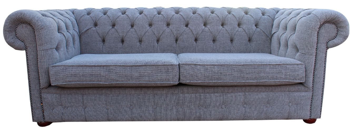 Product photograph of Chesterfield 3 Seater Sofa Settee Harley Slate Grey Fabric In Classic Style from Chesterfield Sofas.