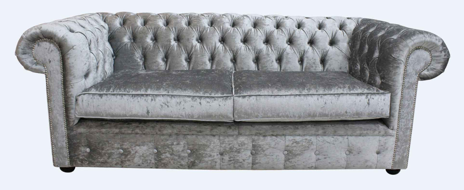 Product photograph of Chesterfield 3 Seater Sofa Settee Modena Silver Grey Velvet Fabric In Classic Style from Chesterfield Sofas