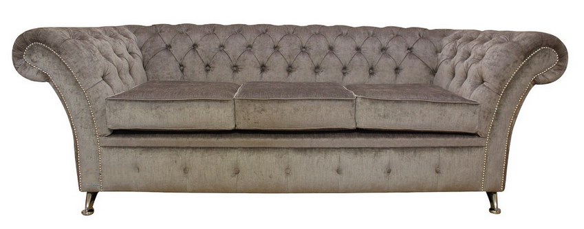 Product photograph of Chesterfield 3 Seater Sofa Settee Perla Illusions Grey Fabric In Balmoral Style from Chesterfield Sofas.