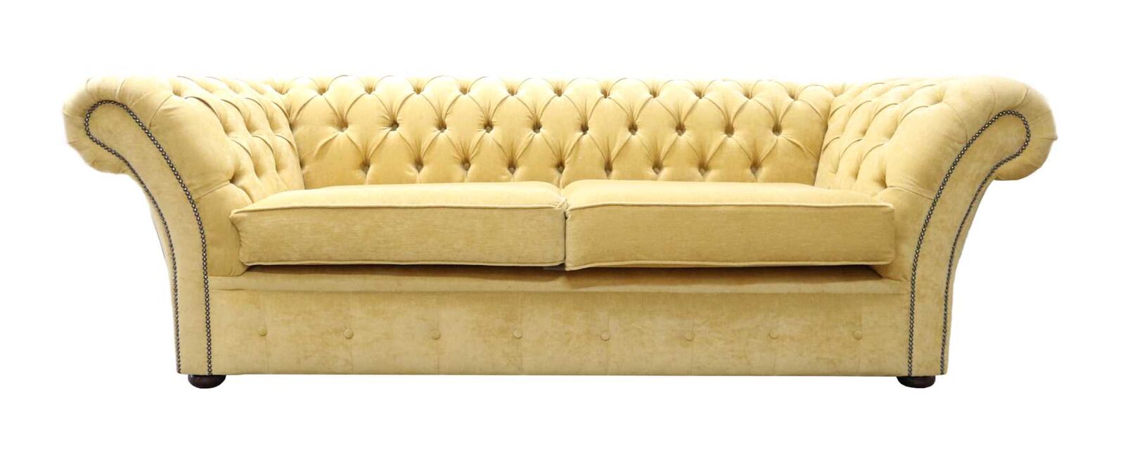 Product photograph of Chesterfield 3 Seater Sofa Settee Pimlico Corn Fabric In Balmoral Style from Chesterfield Sofas