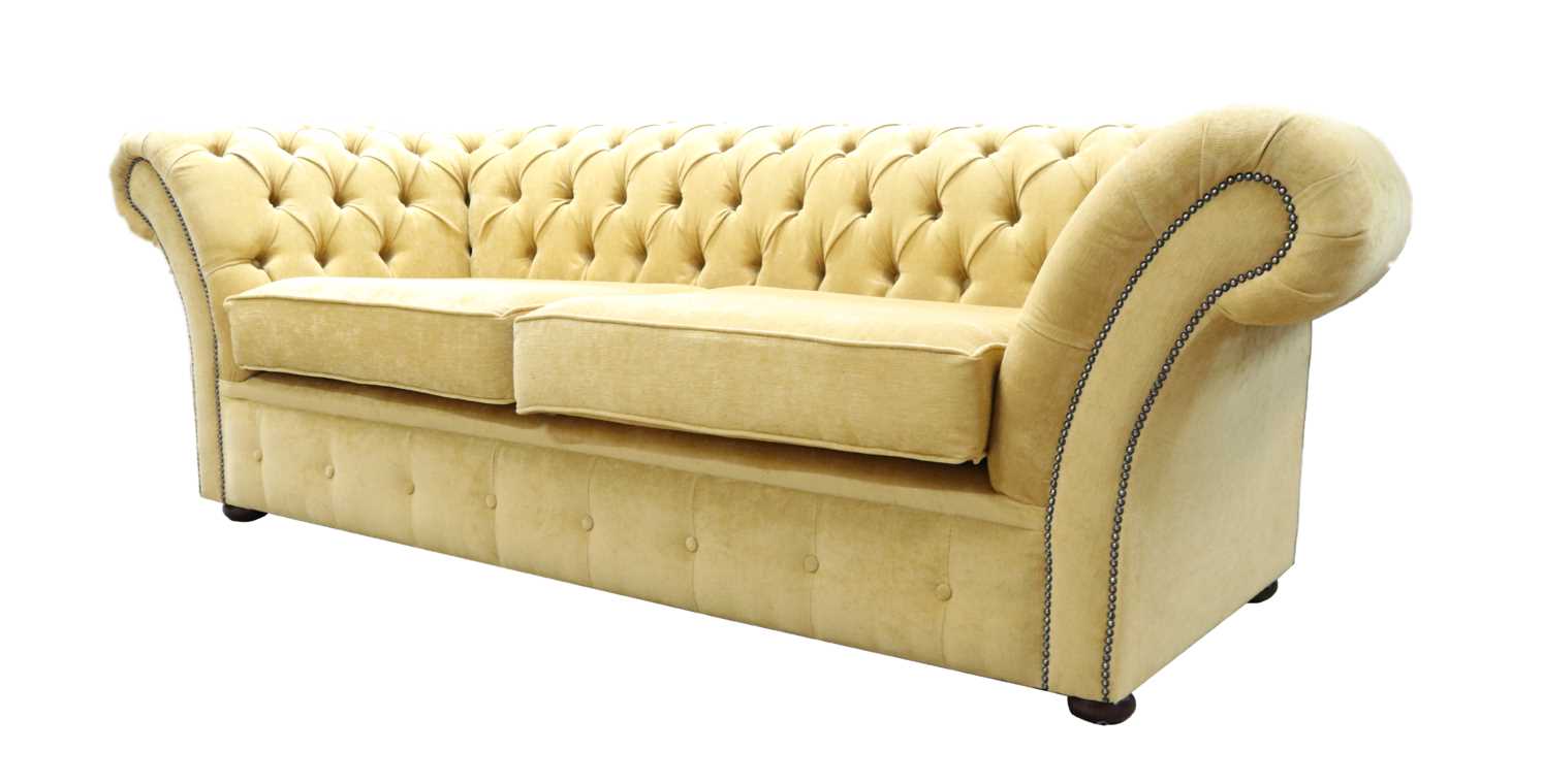 Product photograph of Chesterfield 3 Seater Sofa Settee Pimlico Corn Fabric In Balmoral Style from Chesterfield Sofas.