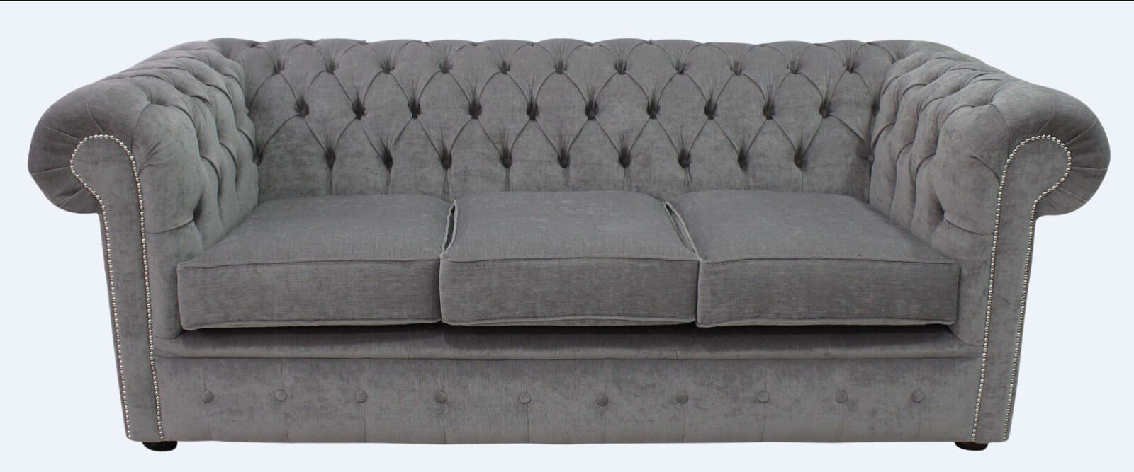 Product photograph of Chesterfield 3 Seater Sofa Settee Pimlico Grey Real Fabric In Classic Style from Chesterfield Sofas