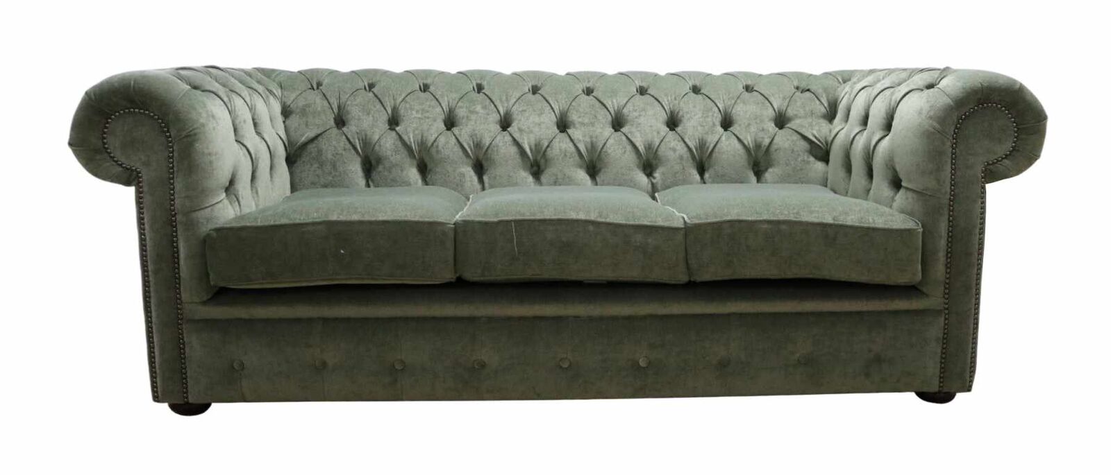 Product photograph of Chesterfield 3 Seater Sofa Settee Pimlico Moss Green Fabric In Classic Style from Chesterfield Sofas