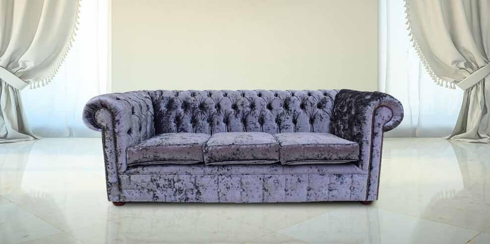 Product photograph of Chesterfield 3 Seater Sofa Settee Senso Dusk Blue Velvet Fabric In Classic Style from Chesterfield Sofas