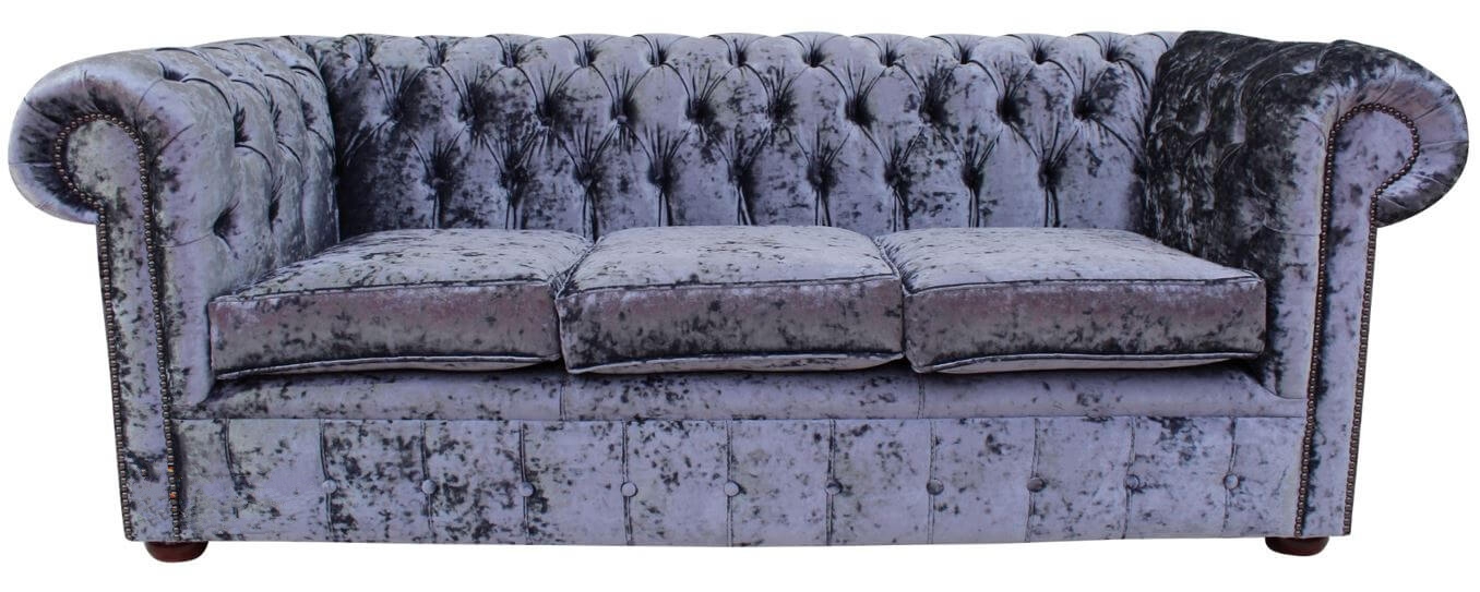 Product photograph of Chesterfield 3 Seater Sofa Settee Senso Dusk Blue Velvet Fabric In Classic Style from Chesterfield Sofas.