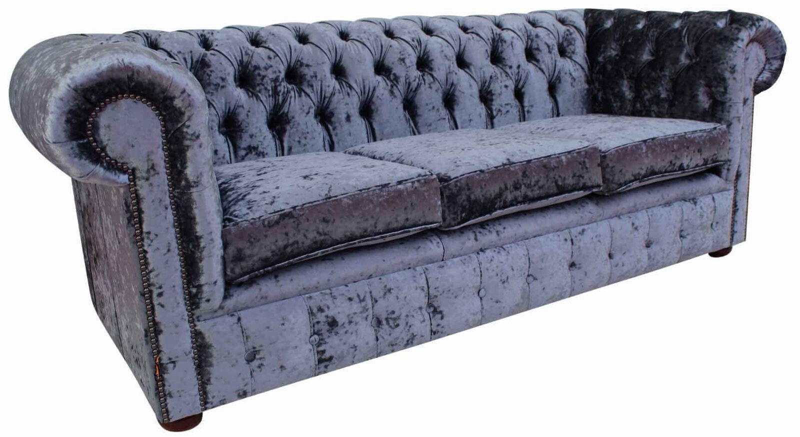 Product photograph of Chesterfield 3 Seater Sofa Settee Senso Dusk Blue Velvet Fabric In Classic Style from Chesterfield Sofas.