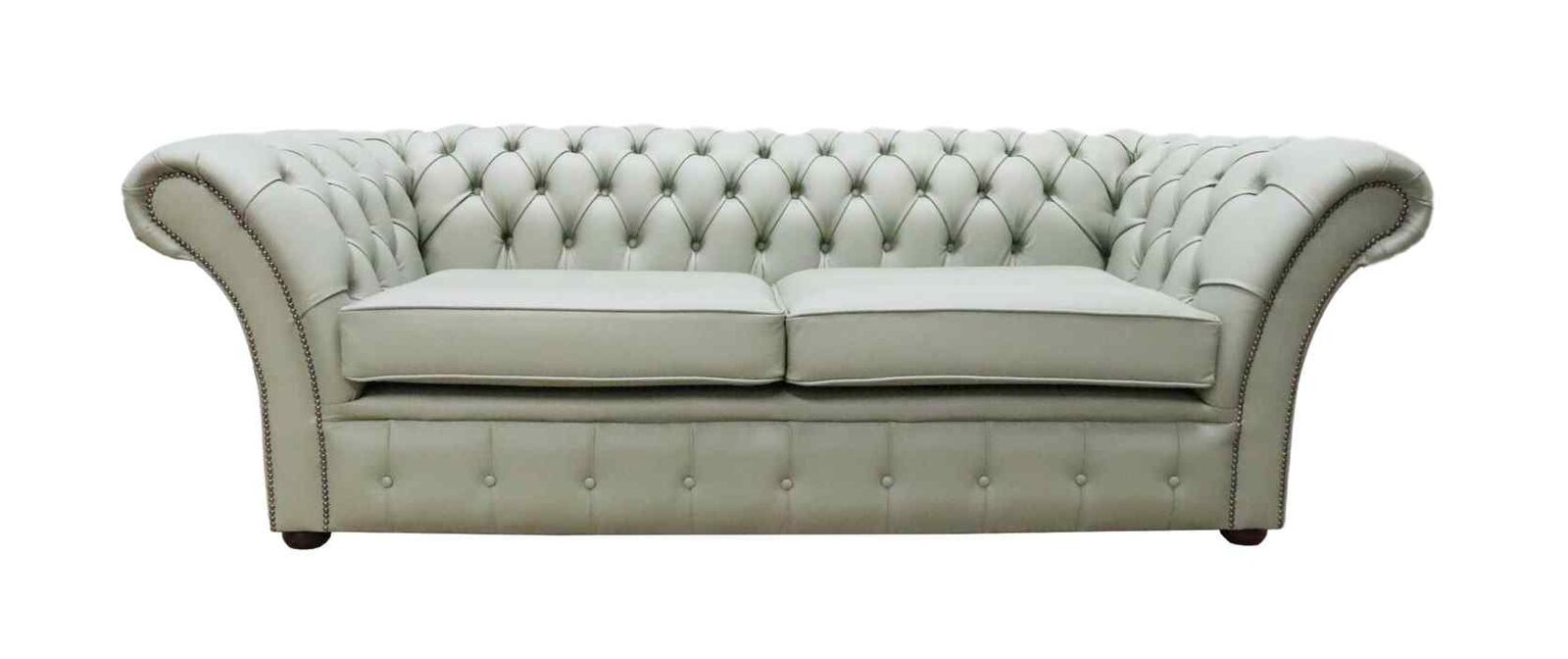 Product photograph of Chesterfield 3 Seater Sofa Settee Shelly Thyme Green Leather In Balmoral Style from Chesterfield Sofas
