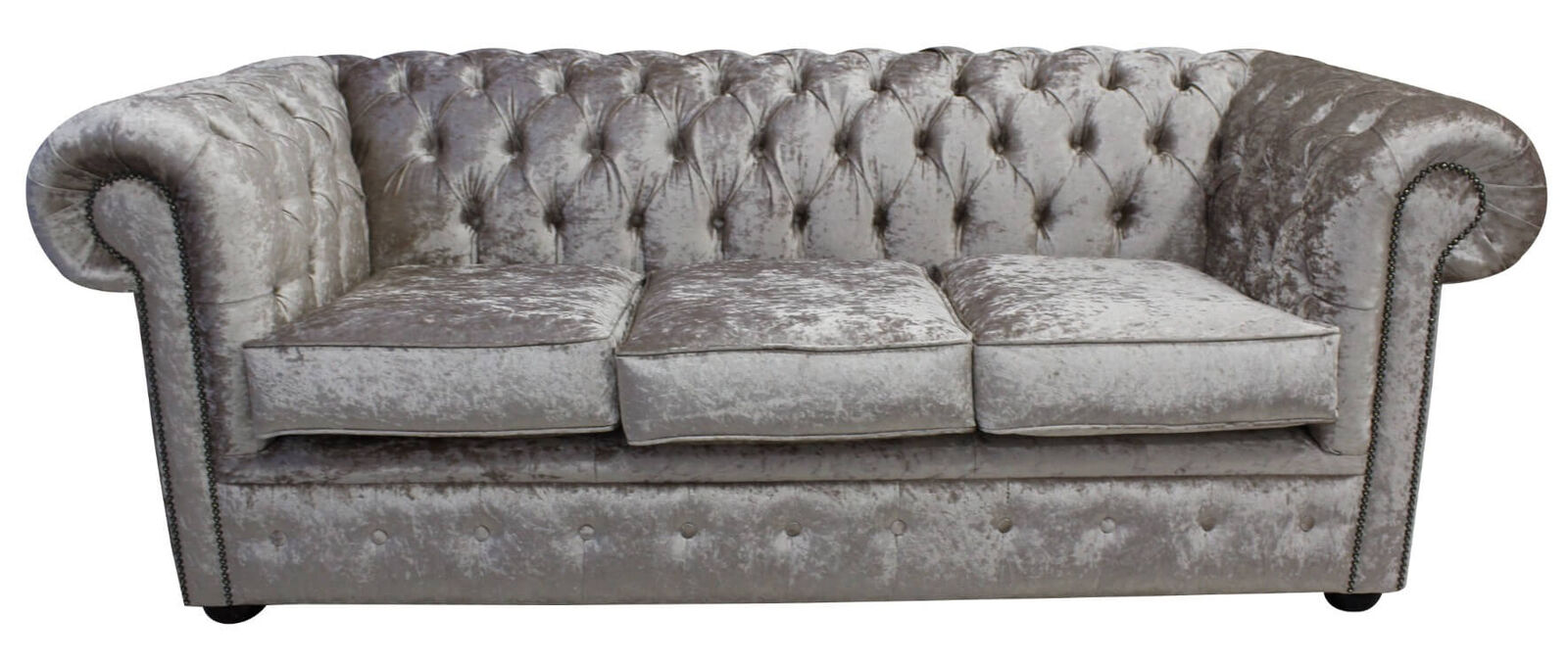 Product photograph of Chesterfield 3 Seater Sofa Settee Shimmer Mink Velvet In Classic Style from Chesterfield Sofas