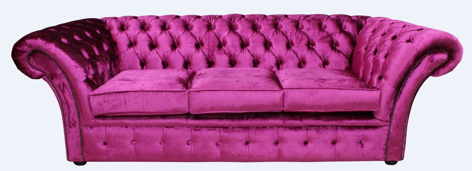 Product photograph of Chesterfield 3 Seater Sofa Settee Velvet Fuchsia Pink Fabric In Balmoral Style from Chesterfield Sofas