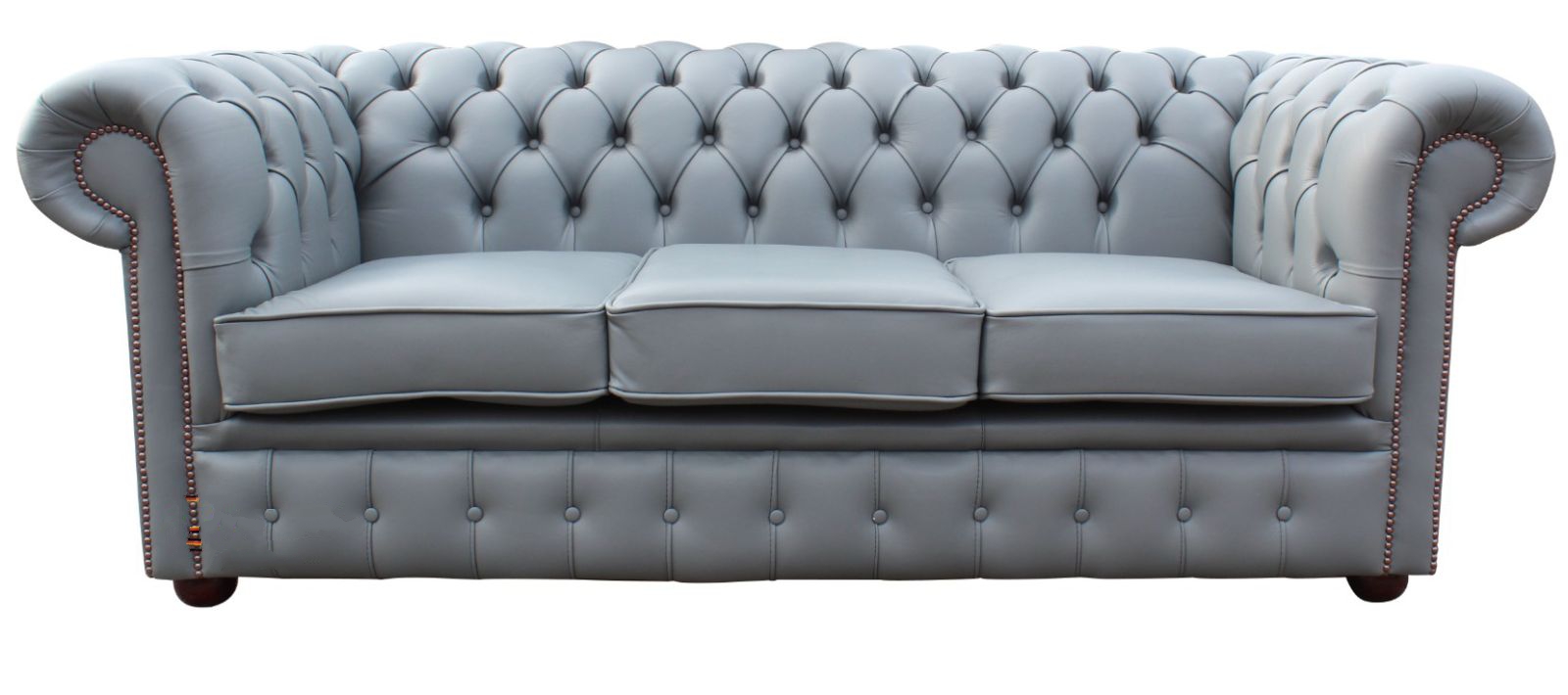 Product photograph of Chesterfield 3 Seater Sofa Vele Iron Grey Real Leather In Classic Style from Chesterfield Sofas.