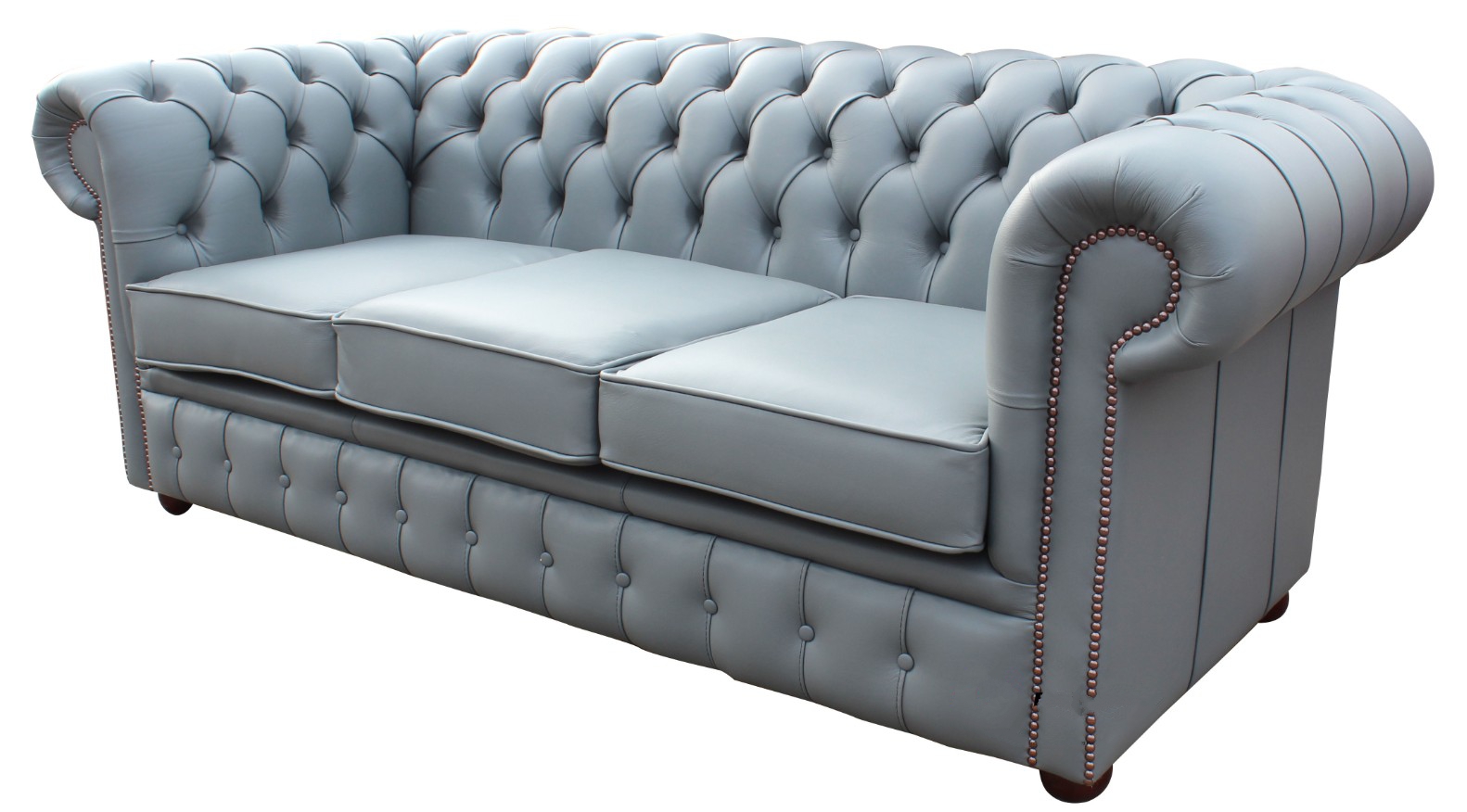 Product photograph of Chesterfield 3 Seater Sofa Vele Iron Grey Real Leather In Classic Style from Chesterfield Sofas.