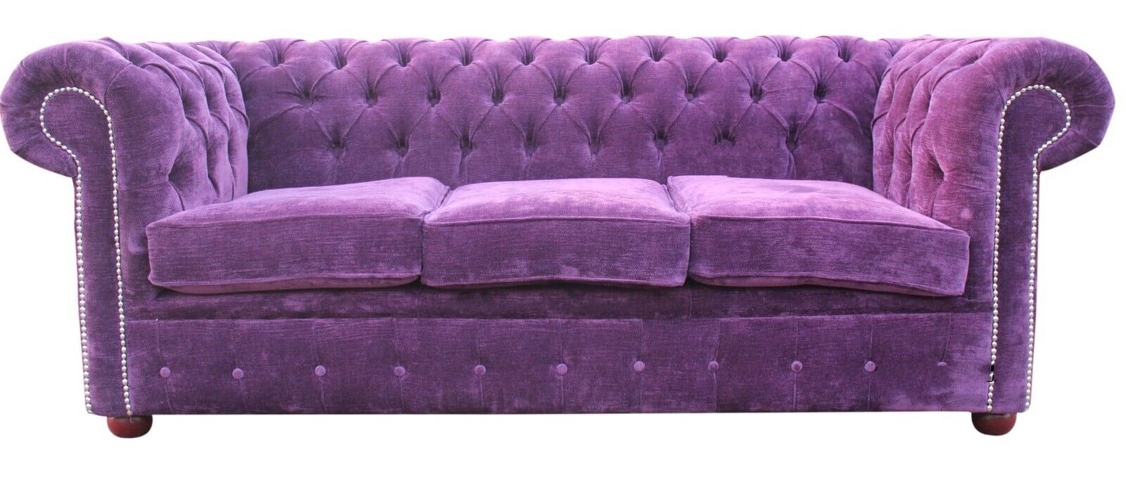 Product photograph of Chesterfield 3 Seater Sofa Velluto Amethyst Purple Fabric In Classic Style from Chesterfield Sofas.