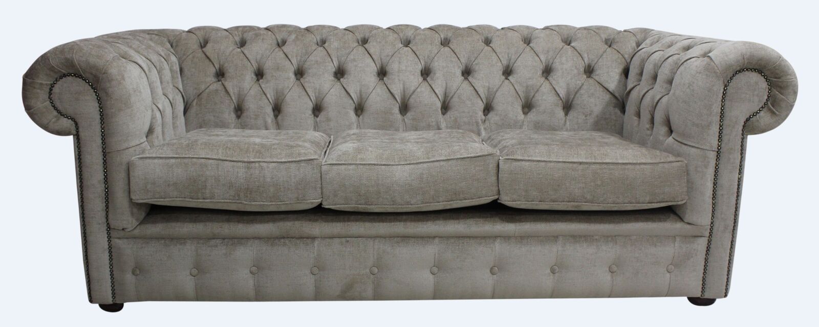 Product photograph of Chesterfield 3 Seater Sofa Velluto Fudge Brown Velvet Fabric In Classic Style from Chesterfield Sofas