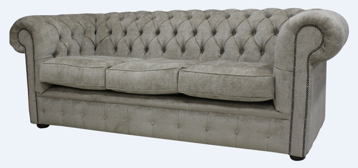 Product photograph of Chesterfield 3 Seater Sofa Velluto Fudge Brown Velvet Fabric In Classic Style from Chesterfield Sofas.