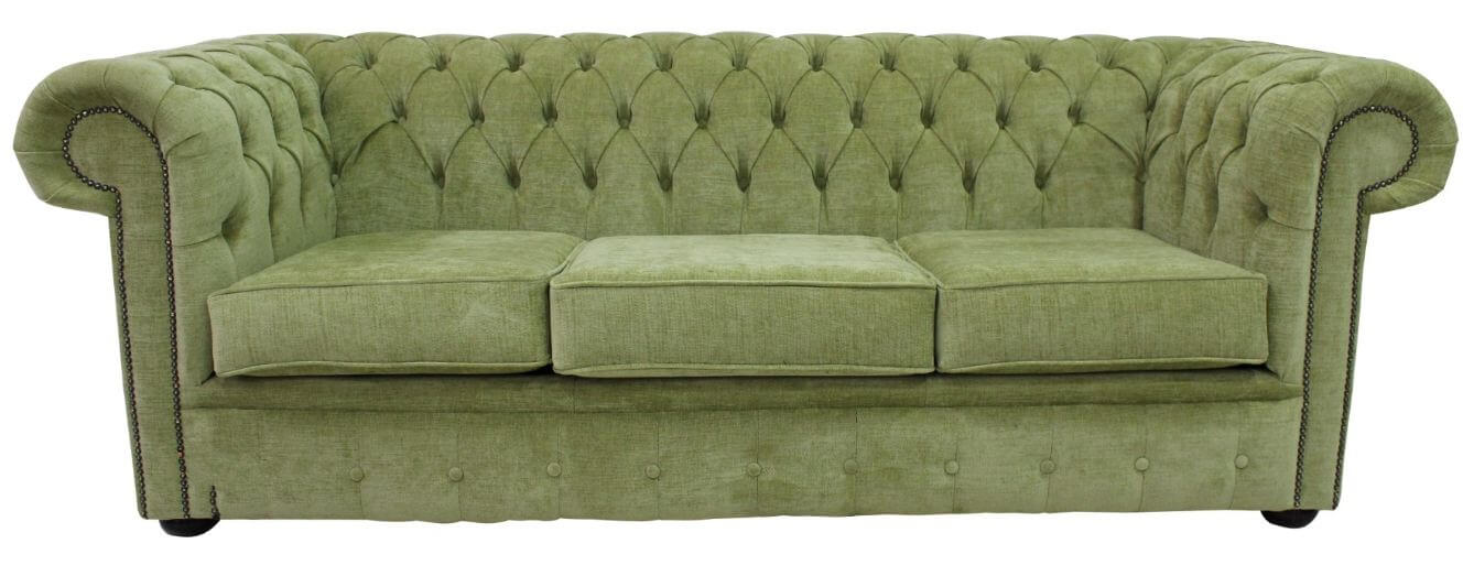Product photograph of Chesterfield 3 Seater Sofa Velluto Lime Green Velvet Fabric In Classic Style from Chesterfield Sofas