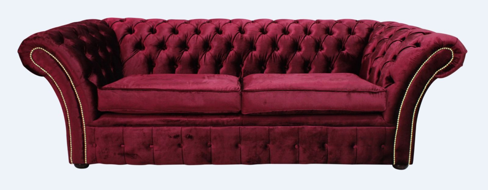Product photograph of Chesterfield 3 Seater Velvet Rosso Red Sofa Bespoke In Balmoral Style from Chesterfield Sofas