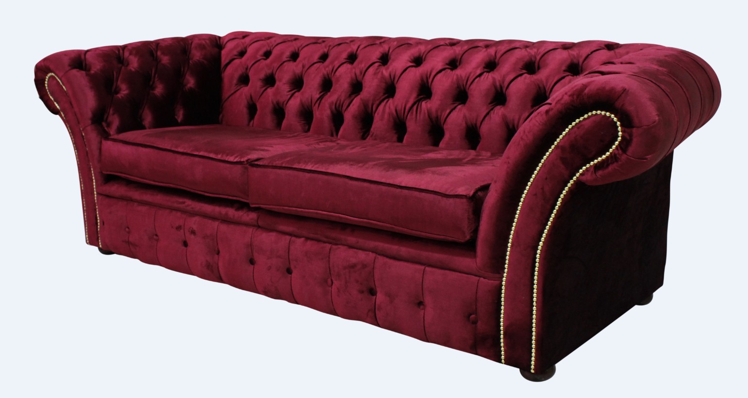 Product photograph of Chesterfield 3 Seater Velvet Rosso Red Sofa Bespoke In Balmoral Style from Chesterfield Sofas.