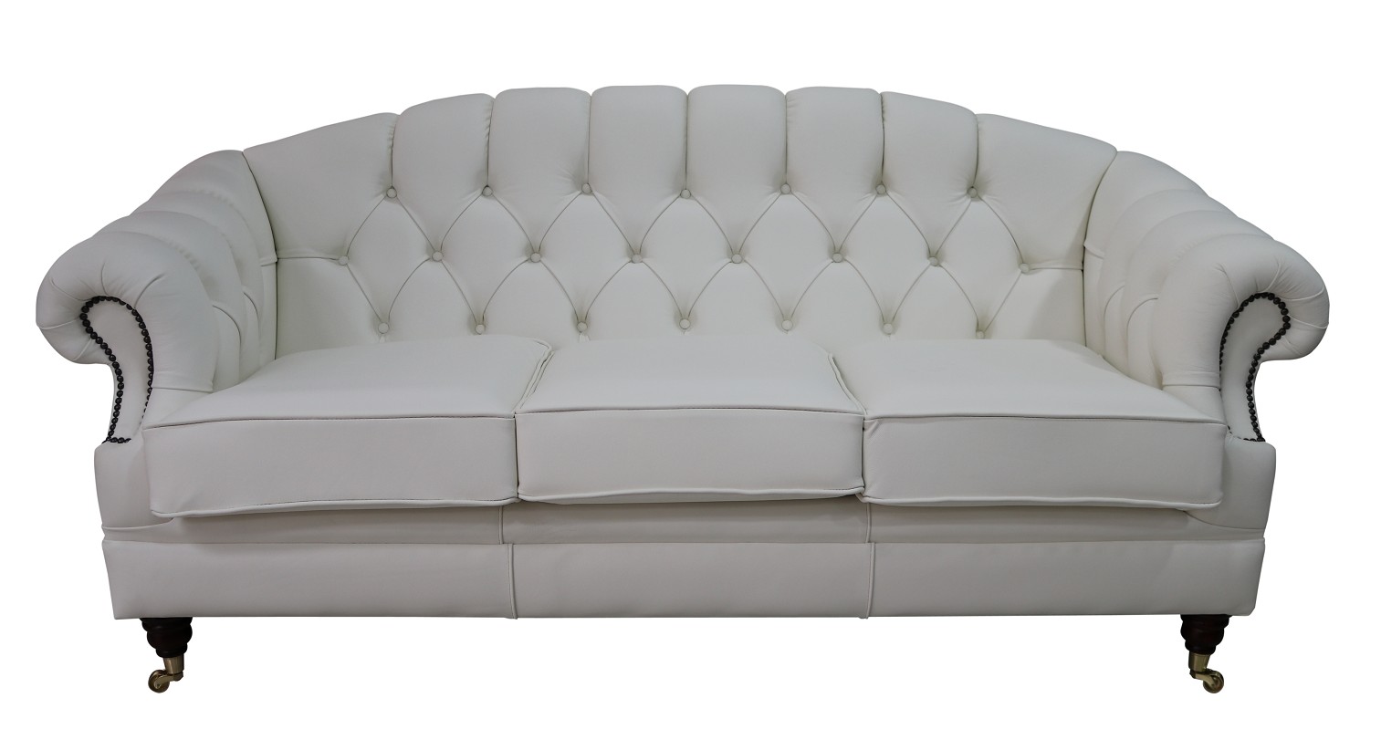 Product photograph of Chesterfield 3 Seater White Leather Sofa Settee Custom Made In Victoria Style from Chesterfield Sofas