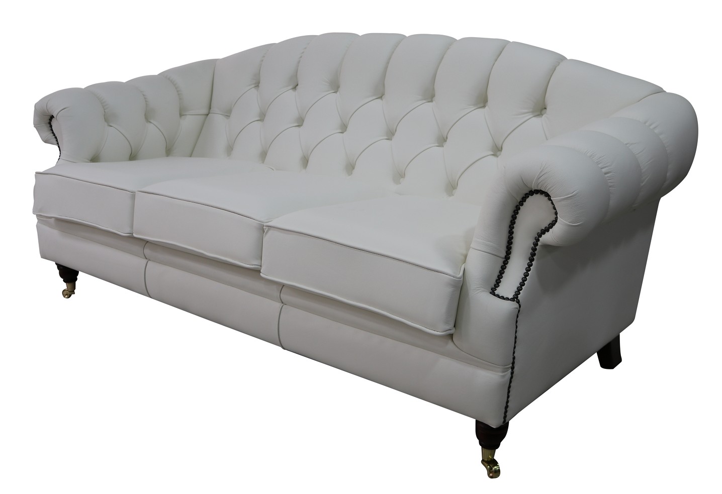Product photograph of Chesterfield 3 Seater White Leather Sofa Settee Custom Made In Victoria Style from Chesterfield Sofas.