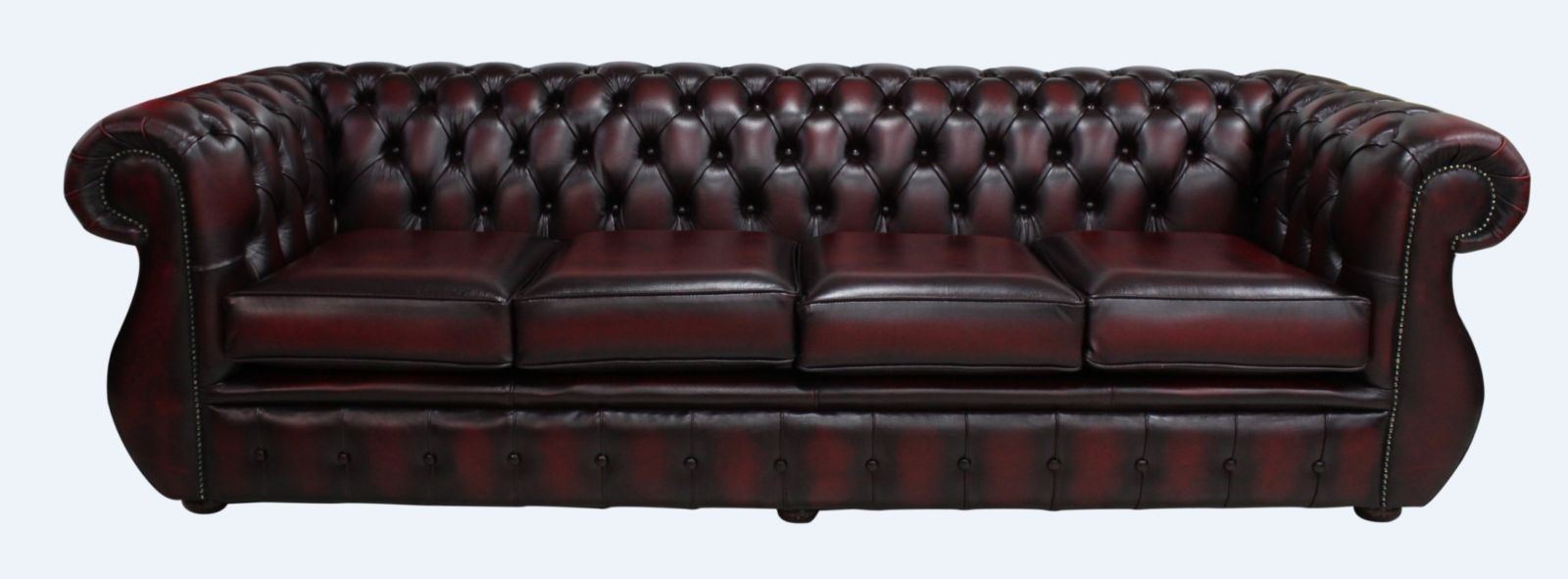 Product photograph of Chesterfield 4 Seater Antique Oxblood Real Leather Sofa Bespoke In Kimberley Style from Chesterfield Sofas