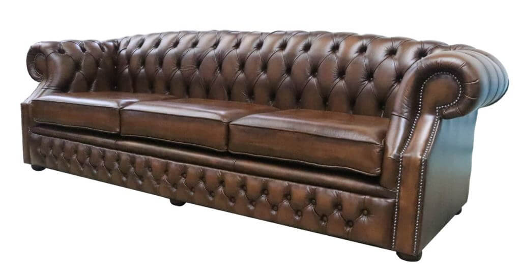 Product photograph of Chesterfield 4 Seater Antique Tan Real Leather Sofa In Buckingham Style from Chesterfield Sofas.
