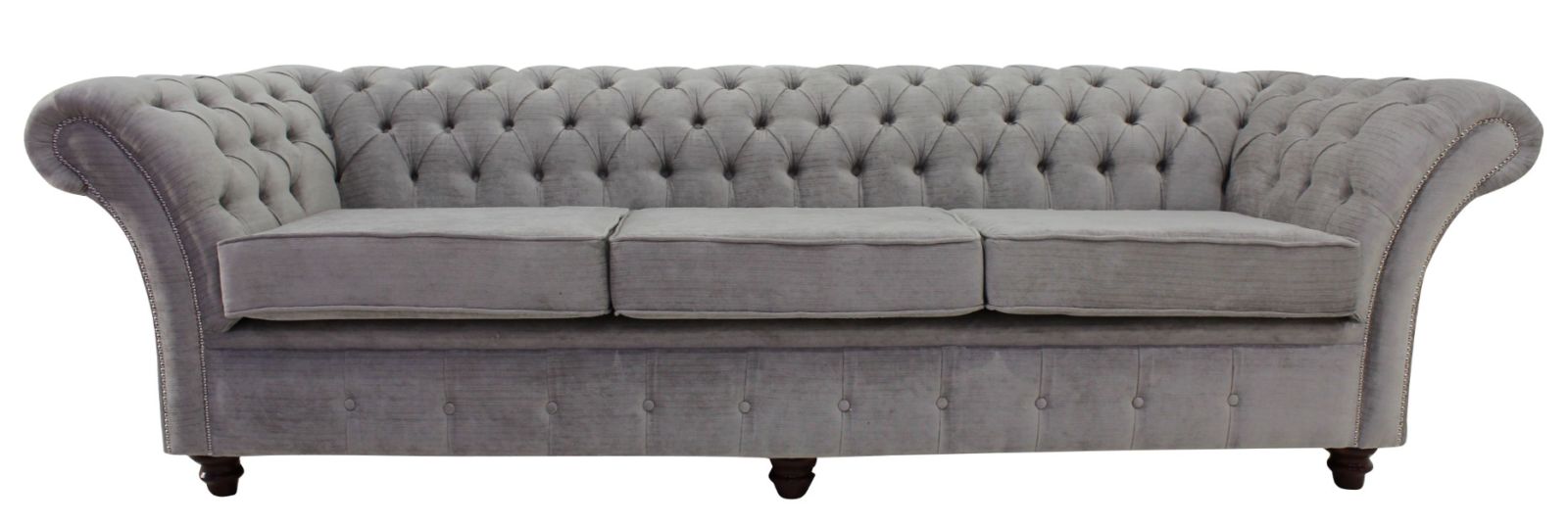 Product photograph of Chesterfield 4 Seater Azzuro Silver Grey Fabric Sofa In Balmoral Style from Chesterfield Sofas.