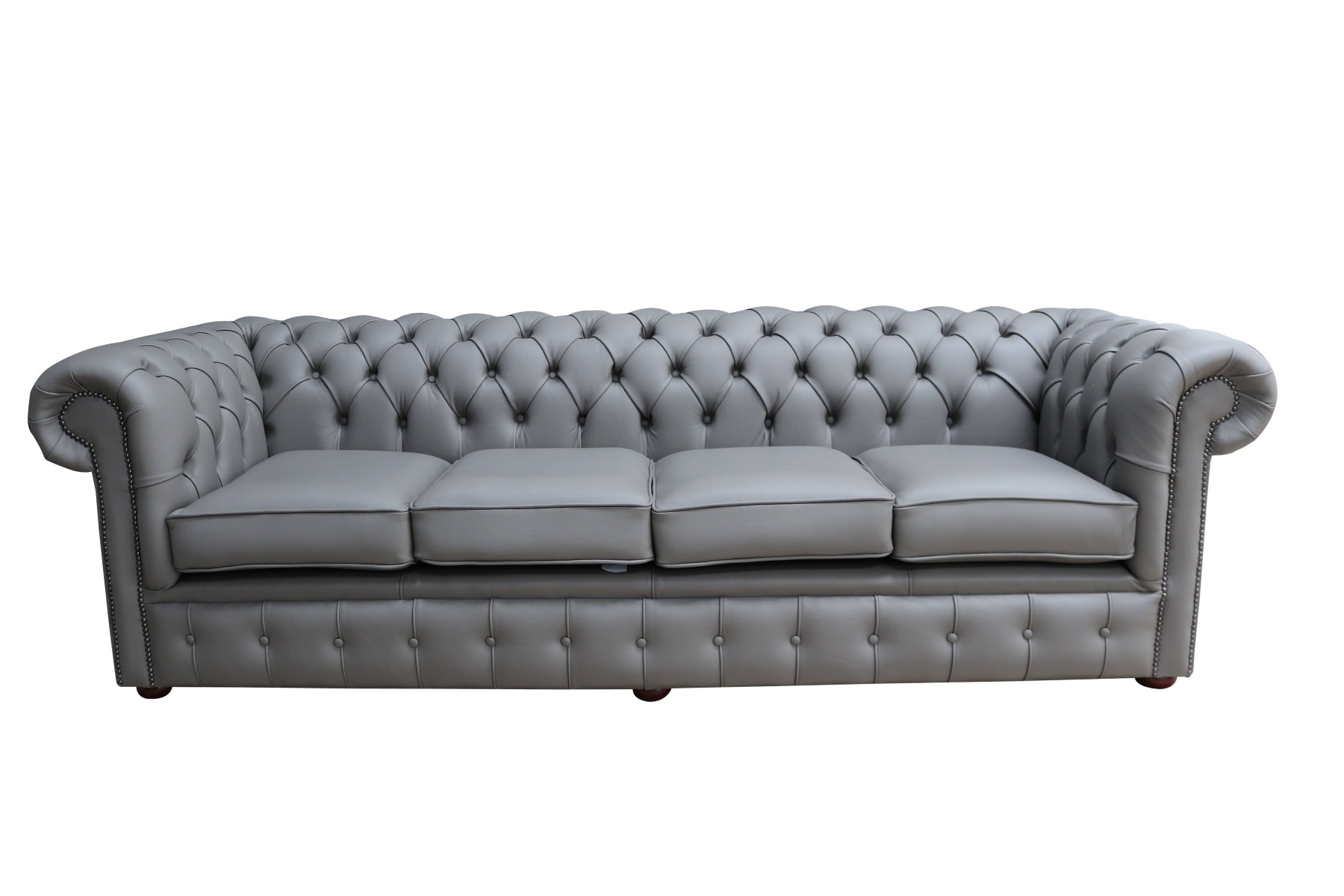 Product photograph of Chesterfield 4 Seater Sofa Shelly Silver Grey Real Leather In Classic Style from Chesterfield Sofas