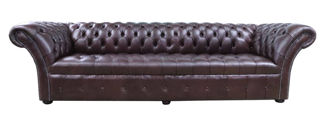 Product photograph of Chesterfield 4 Seater Sofa Buttoned Seat Old English Dark Brown Leather In Balmoral Style from Chesterfield Sofas