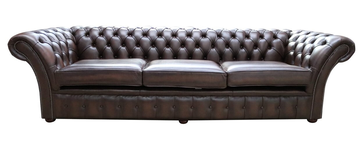 Product photograph of Chesterfield 4 Seater Sofa Settee Antique Brown Real Leather In Balmoral Style from Chesterfield Sofas