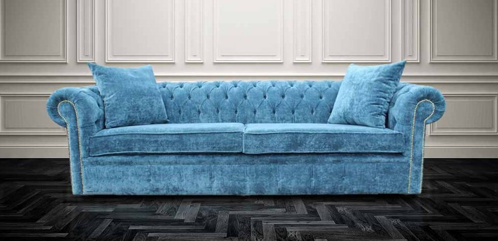 Product photograph of Chesterfield 4 Seater Sofa Settee Elegance Teal Velvet Fabric In Classic Style from Chesterfield Sofas
