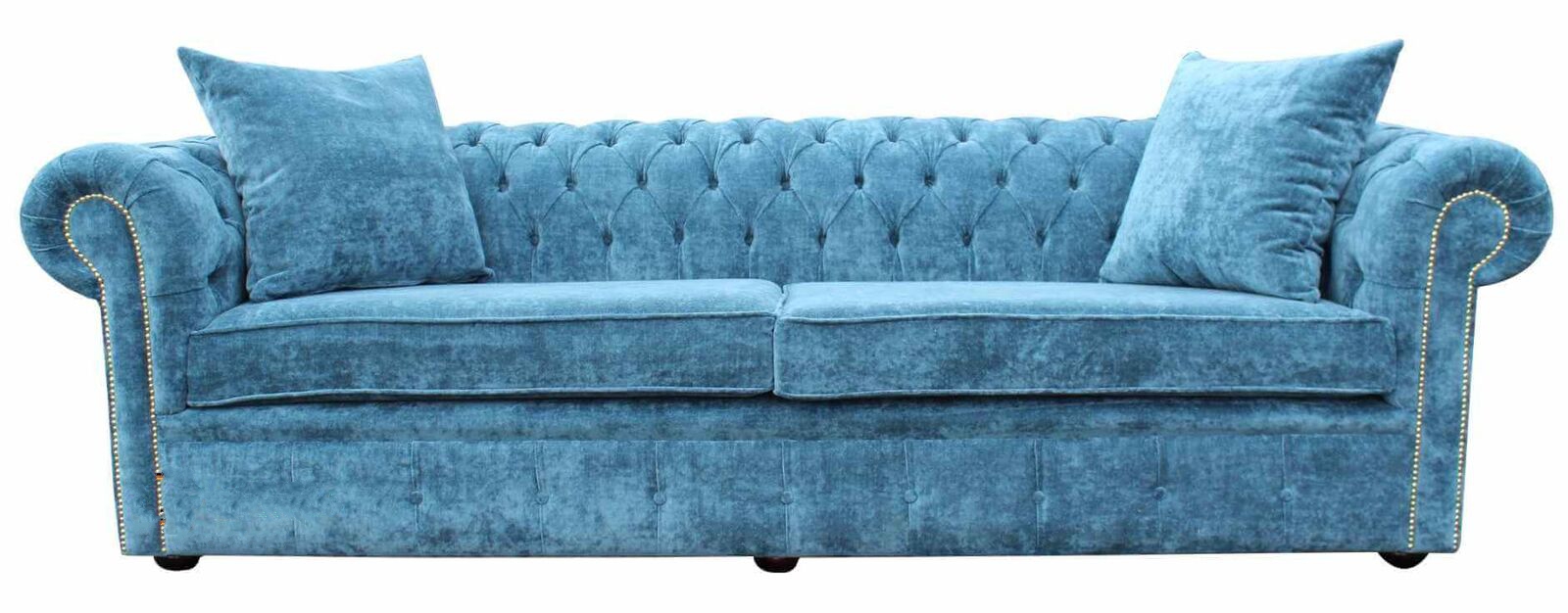 Product photograph of Chesterfield 4 Seater Sofa Settee Elegance Teal Velvet Fabric In Classic Style from Chesterfield Sofas.