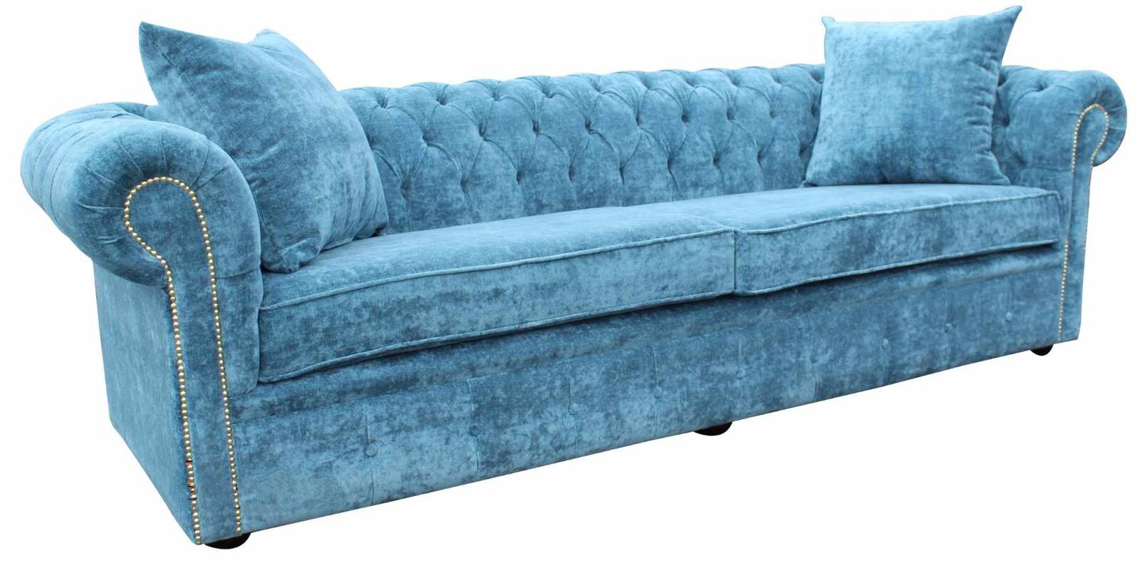 Product photograph of Chesterfield 4 Seater Sofa Settee Elegance Teal Velvet Fabric In Classic Style from Chesterfield Sofas.