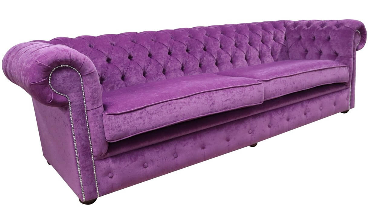 Product photograph of Chesterfield 4 Seater Sofa Settee Pimlico Grape Purple Fabric In Classic Style from Chesterfield Sofas.