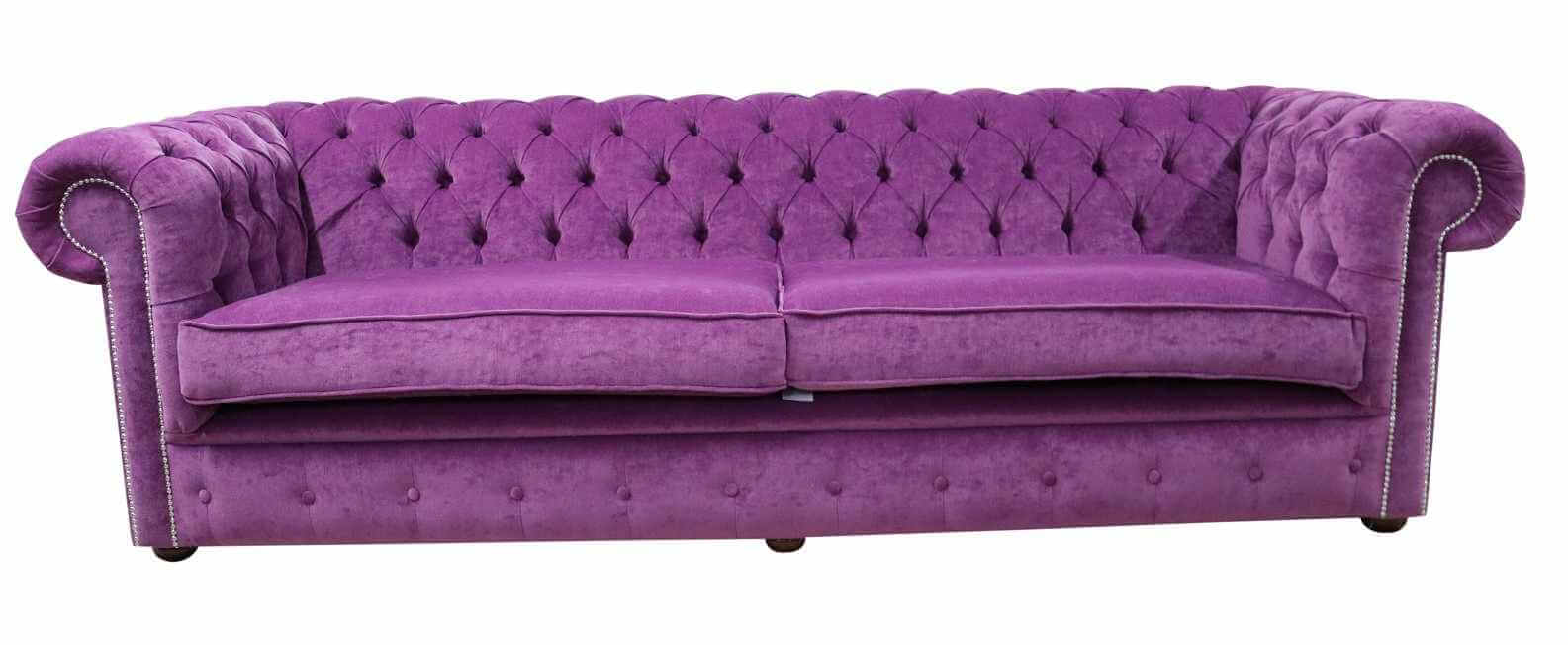 Product photograph of Chesterfield 4 Seater Sofa Settee Pimlico Grape Purple Fabric In Classic Style from Chesterfield Sofas