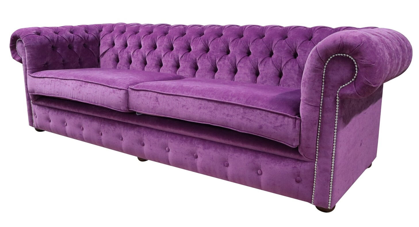 Product photograph of Chesterfield 4 Seater Sofa Settee Pimlico Grape Purple Fabric In Classic Style from Chesterfield Sofas.